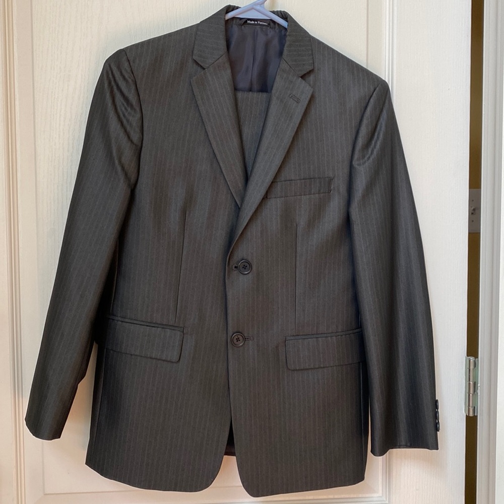 Boys Gray Strip Suit set